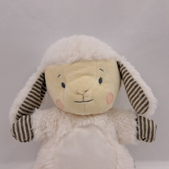 White Sheep Puppet Plush Demdaco Striped Ears Toy Nursery Rhyme 2020 Stuffed - Picture 2 of 14